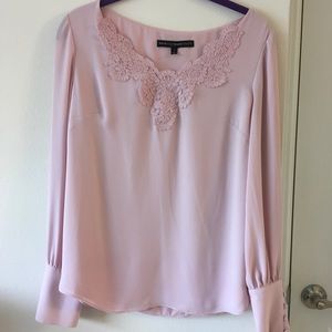 WHBM soft pink long sleeved blouse